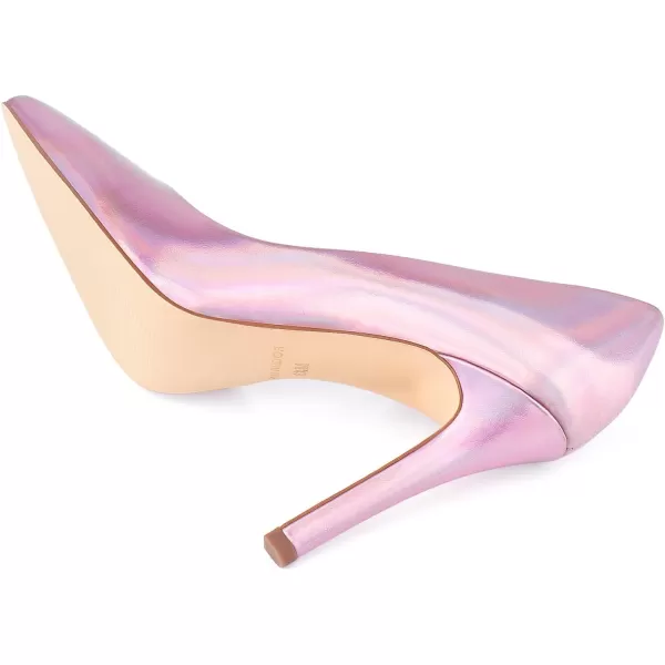 JENN ARDOR Stiletto High Heel Shoes for Women Pointed Closed Toe Classic Slip On Dress PumpsLight Pink