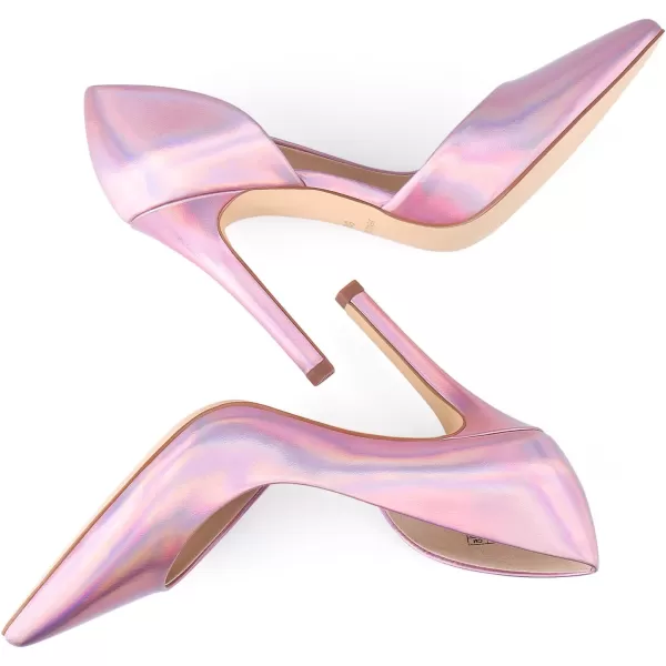 JENN ARDOR Stiletto High Heel Shoes for Women Pointed Closed Toe Classic Slip On Dress PumpsLight Pink