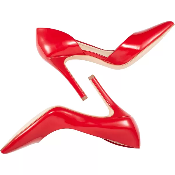 JENN ARDOR Stiletto High Heel Shoes for Women Pointed Closed Toe Classic Slip On Dress PumpsMirror Red