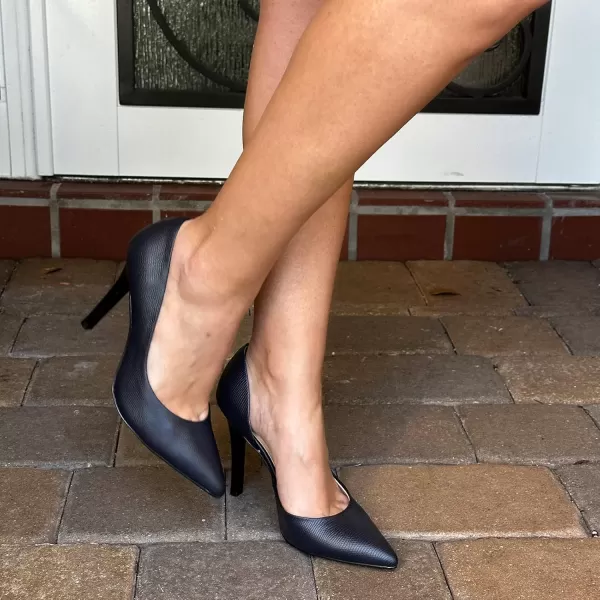 JENN ARDOR Stiletto High Heel Shoes for Women Pointed Closed Toe Classic Slip On Dress PumpsNavy