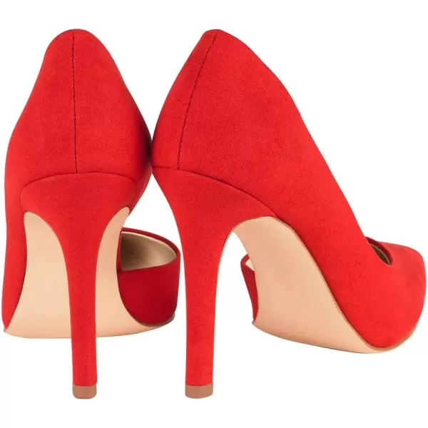 JENN ARDOR Stiletto High Heel Shoes for Women Pointed Closed Toe Classic Slip On Dress PumpsRed