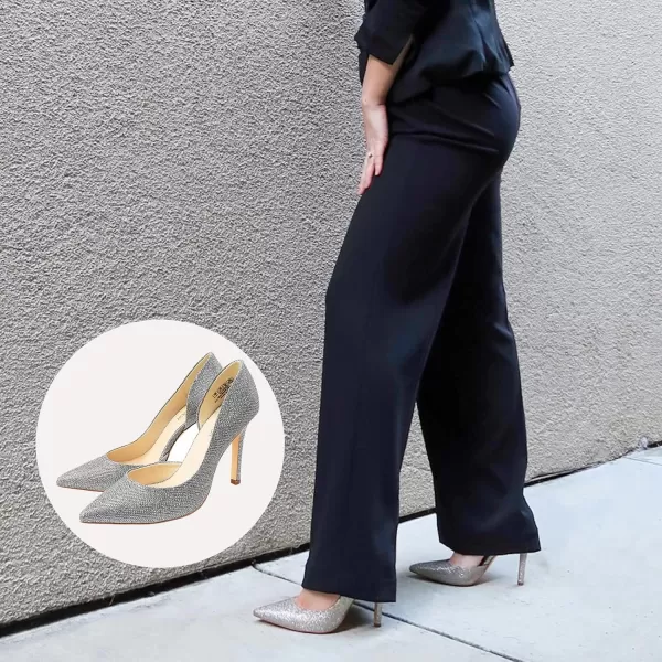 JENN ARDOR Stiletto High Heel Shoes for Women Pointed Closed Toe Classic Slip On Dress PumpsSilver