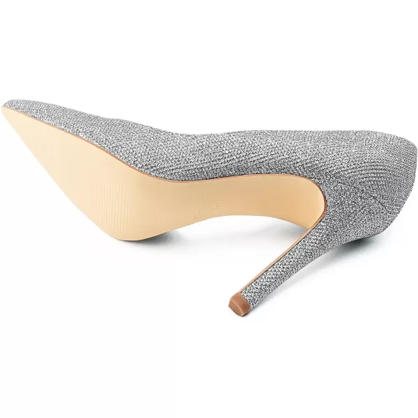 JENN ARDOR Stiletto High Heel Shoes for Women Pointed Closed Toe Classic Slip On Dress PumpsSilver