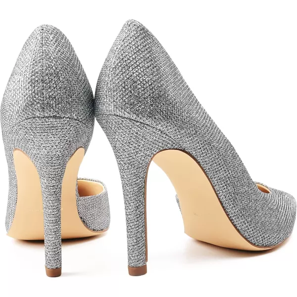 JENN ARDOR Stiletto High Heel Shoes for Women Pointed Closed Toe Classic Slip On Dress PumpsSilver
