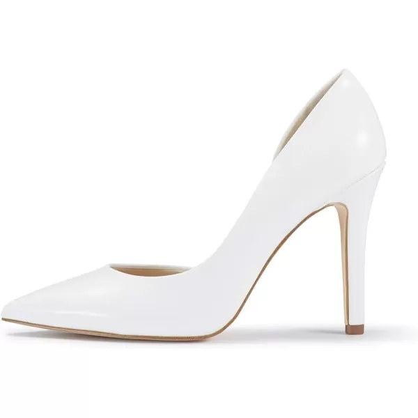 JENN ARDOR Stiletto High Heel Shoes for Women Pointed Closed Toe Classic Slip On Dress PumpsWhite