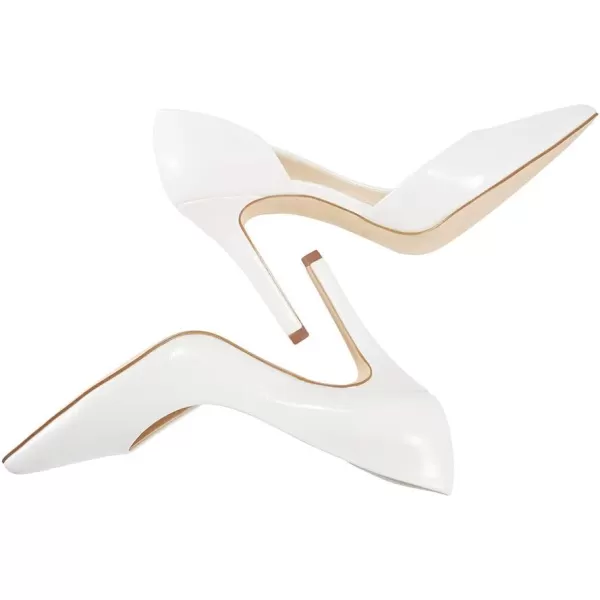 JENN ARDOR Stiletto High Heel Shoes for Women Pointed Closed Toe Classic Slip On Dress PumpsWhite