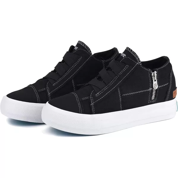 JENN ARDOR Wedge Sneakers for Women Fashion Canvas Shoes Casual Platform Hidden Heel Womens Slip On Sneaker Non Slip Side ZipperBlack