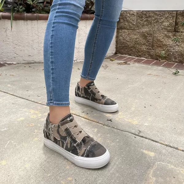 JENN ARDOR Wedge Sneakers for Women Fashion Canvas Shoes Casual Platform Hidden Heel Womens Slip On Sneaker Non Slip Side ZipperCamo