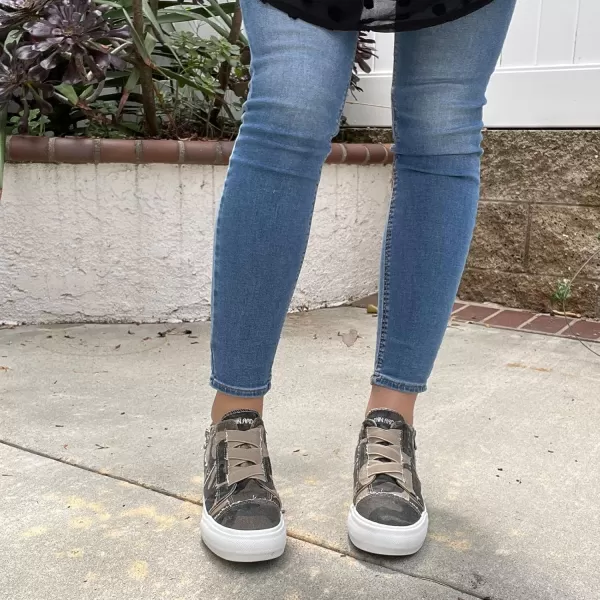 JENN ARDOR Wedge Sneakers for Women Fashion Canvas Shoes Casual Platform Hidden Heel Womens Slip On Sneaker Non Slip Side ZipperCamo