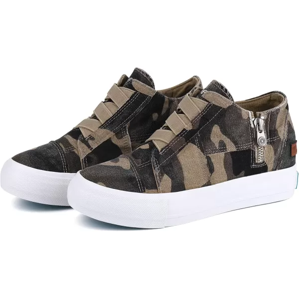 JENN ARDOR Wedge Sneakers for Women Fashion Canvas Shoes Casual Platform Hidden Heel Womens Slip On Sneaker Non Slip Side ZipperCamo