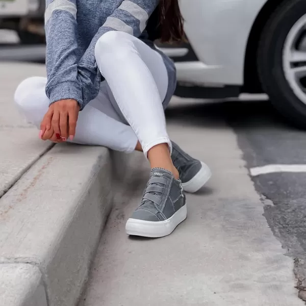 JENN ARDOR Wedge Sneakers for Women Fashion Canvas Shoes Casual Platform Hidden Heel Womens Slip On Sneaker Non Slip Side ZipperGrey