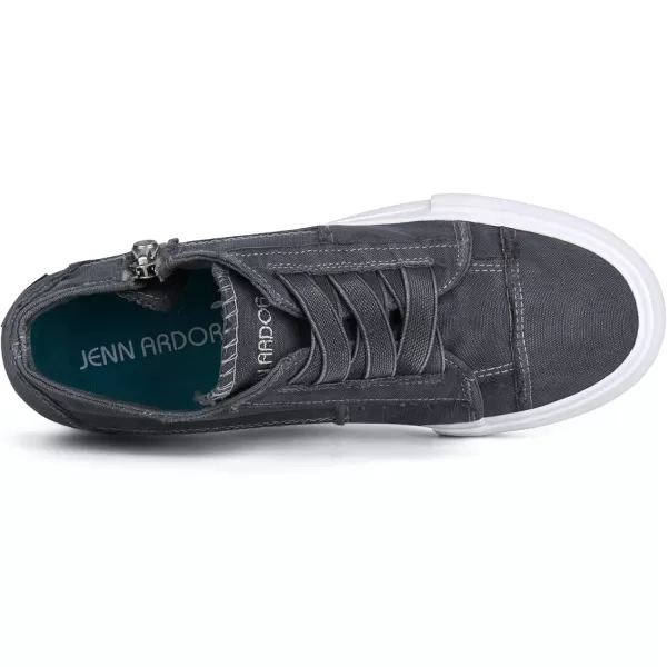 JENN ARDOR Wedge Sneakers for Women Fashion Canvas Shoes Casual Platform Hidden Heel Womens Slip On Sneaker Non Slip Side ZipperGrey