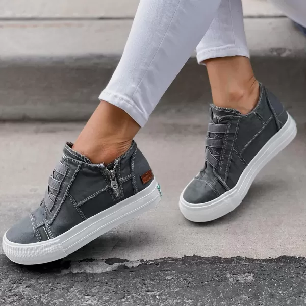 JENN ARDOR Wedge Sneakers for Women Fashion Canvas Shoes Casual Platform Hidden Heel Womens Slip On Sneaker Non Slip Side ZipperGrey