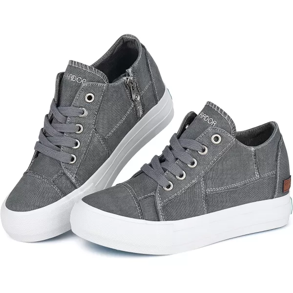 JENN ARDOR Wedge Sneakers for Women Fashion Canvas Shoes Casual Platform Hidden Heel Womens Slip On Sneaker Non Slip Side ZipperLace Grey