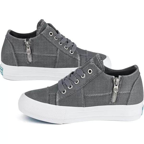 JENN ARDOR Wedge Sneakers for Women Fashion Canvas Shoes Casual Platform Hidden Heel Womens Slip On Sneaker Non Slip Side ZipperLace Grey
