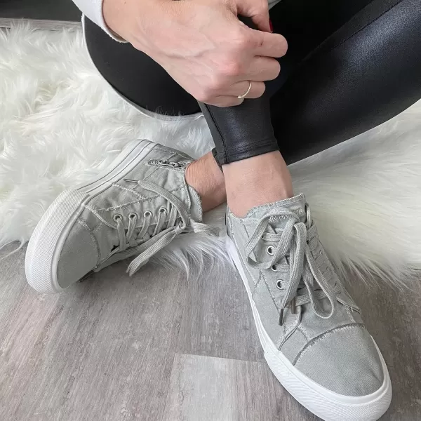 JENN ARDOR Wedge Sneakers for Women Fashion Canvas Shoes Casual Platform Hidden Heel Womens Slip On Sneaker Non Slip Side ZipperLace Light Grey