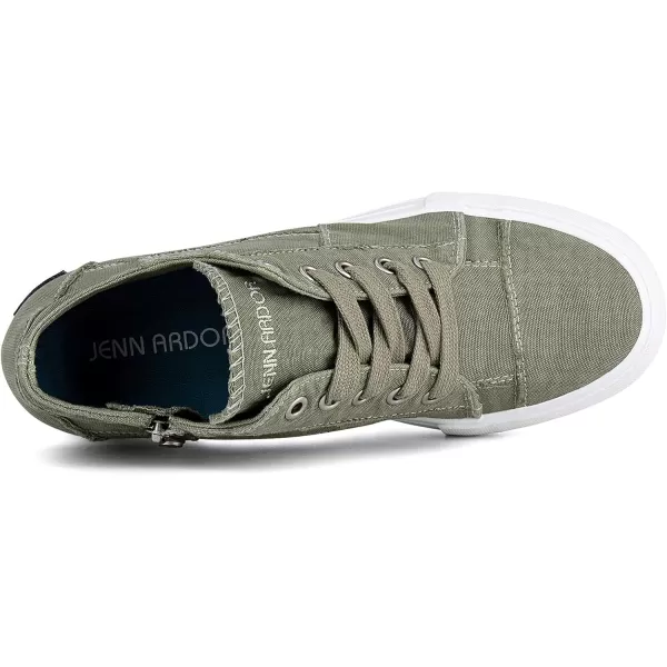 JENN ARDOR Wedge Sneakers for Women Fashion Canvas Shoes Casual Platform Hidden Heel Womens Slip On Sneaker Non Slip Side ZipperLace Olive