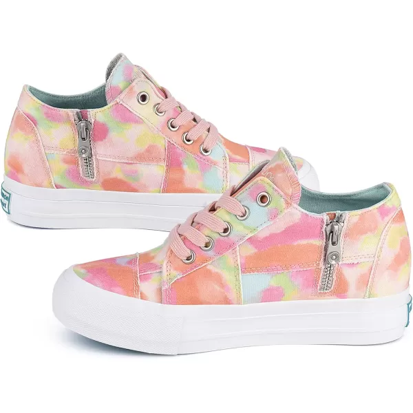 JENN ARDOR Wedge Sneakers for Women Fashion Canvas Shoes Casual Platform Hidden Heel Womens Slip On Sneaker Non Slip Side ZipperLace Orange