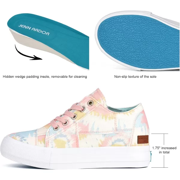 JENN ARDOR Wedge Sneakers for Women Fashion Canvas Shoes Casual Platform Hidden Heel Womens Slip On Sneaker Non Slip Side ZipperLace Pinkblue