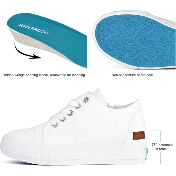 JENN ARDOR Wedge Sneakers for Women Fashion Canvas Shoes Casual Platform Hidden Heel Womens Slip On Sneaker Non Slip Side ZipperLace White