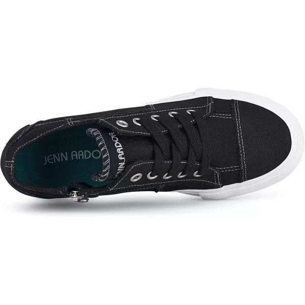 JENN ARDOR Wedge Sneakers for Women Fashion Canvas Shoes Casual Platform Hidden Heel Womens Slip On Sneaker Non Slip Side ZipperLaces Black
