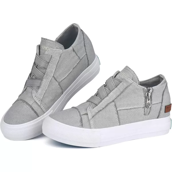 JENN ARDOR Wedge Sneakers for Women Fashion Canvas Shoes Casual Platform Hidden Heel Womens Slip On Sneaker Non Slip Side ZipperLight Grey