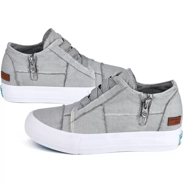 JENN ARDOR Wedge Sneakers for Women Fashion Canvas Shoes Casual Platform Hidden Heel Womens Slip On Sneaker Non Slip Side ZipperLight Grey