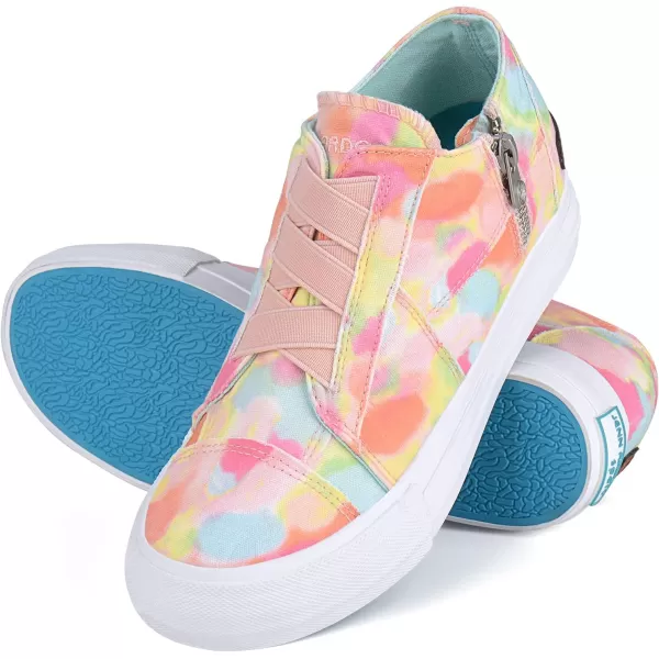 JENN ARDOR Wedge Sneakers for Women Fashion Canvas Shoes Casual Platform Hidden Heel Womens Slip On Sneaker Non Slip Side ZipperOrange