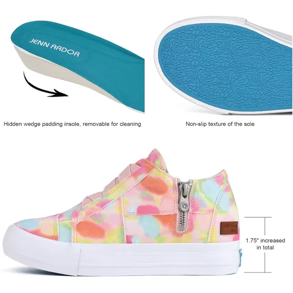 JENN ARDOR Wedge Sneakers for Women Fashion Canvas Shoes Casual Platform Hidden Heel Womens Slip On Sneaker Non Slip Side ZipperOrange