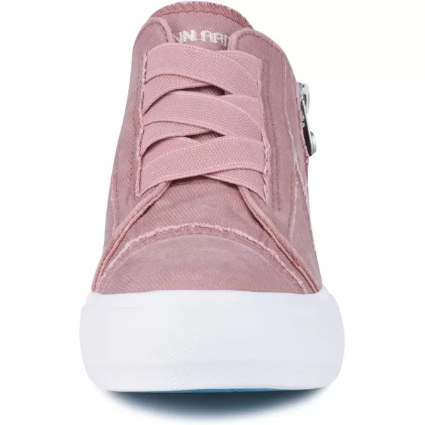 JENN ARDOR Wedge Sneakers for Women Fashion Canvas Shoes Casual Platform Hidden Heel Womens Slip On Sneaker Non Slip Side ZipperPink