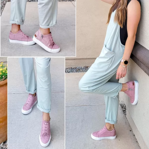 JENN ARDOR Wedge Sneakers for Women Fashion Canvas Shoes Casual Platform Hidden Heel Womens Slip On Sneaker Non Slip Side ZipperPink