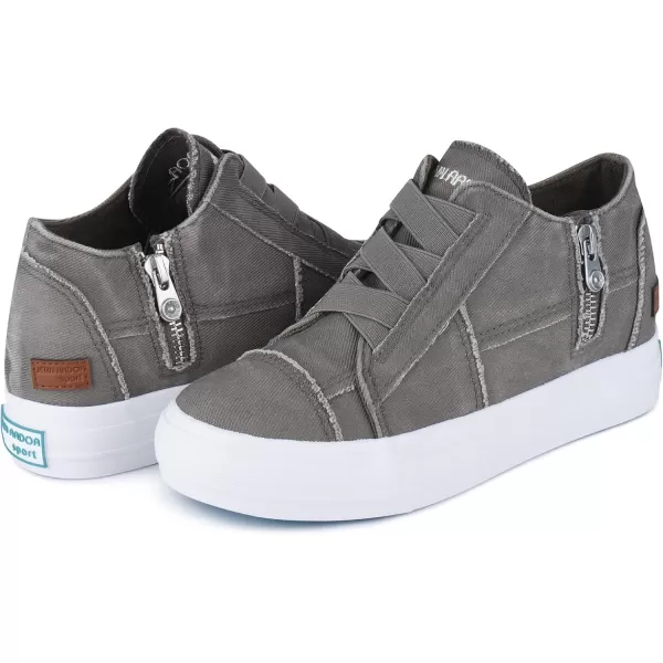 JENN ARDOR Wedge Sneakers for Women Fashion Canvas Shoes Casual Platform Hidden Heel Womens Slip On Sneaker Non Slip Side ZipperWarm Grey