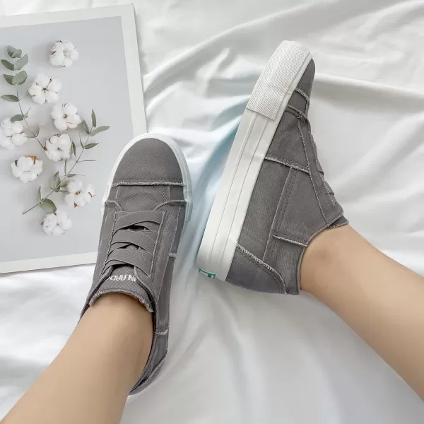 JENN ARDOR Wedge Sneakers for Women Fashion Canvas Shoes Casual Platform Hidden Heel Womens Slip On Sneaker Non Slip Side ZipperWarm Grey