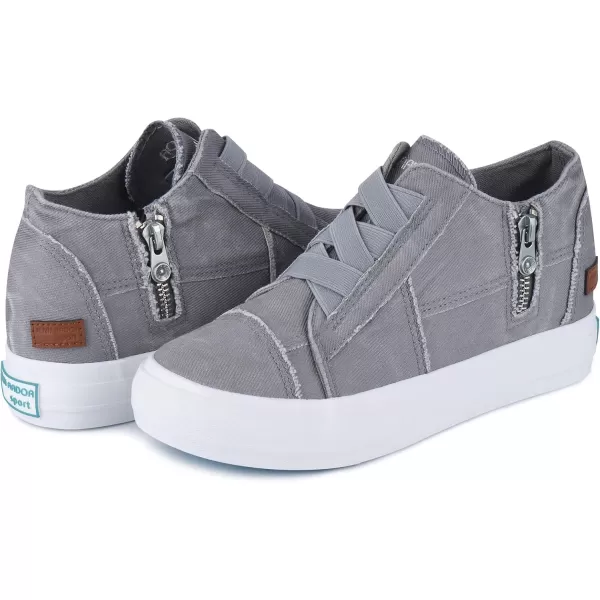 JENN ARDOR Wedge Sneakers for Women Fashion Canvas Shoes Casual Platform Hidden Heel Womens Slip On Sneaker Non Slip Side ZipperWarm Light Grey