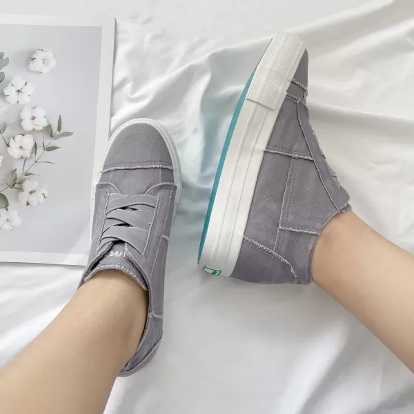 JENN ARDOR Wedge Sneakers for Women Fashion Canvas Shoes Casual Platform Hidden Heel Womens Slip On Sneaker Non Slip Side ZipperWarm Light Grey