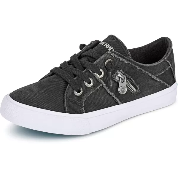 JENN ARDOR Women Sneakers Low Top Slip On Fashion Shoes Lace up Canvas Flats Walking Running ShoesDark Grey