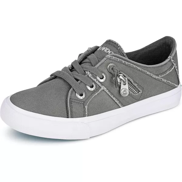 JENN ARDOR Women Sneakers Low Top Slip On Fashion Shoes Lace up Canvas Flats Walking Running ShoesGrey