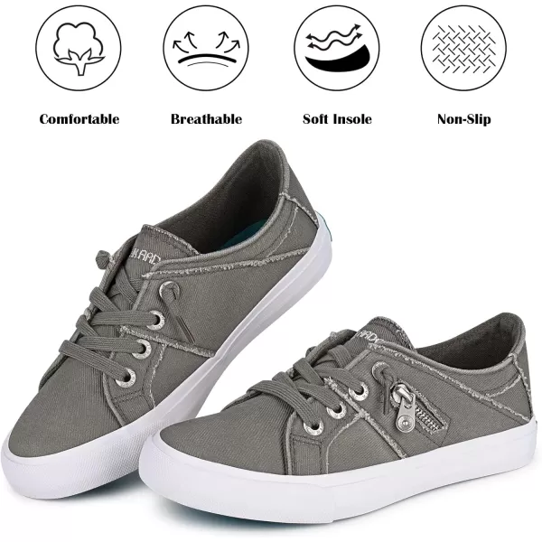 JENN ARDOR Women Sneakers Low Top Slip On Fashion Shoes Lace up Canvas Flats Walking Running ShoesGrey