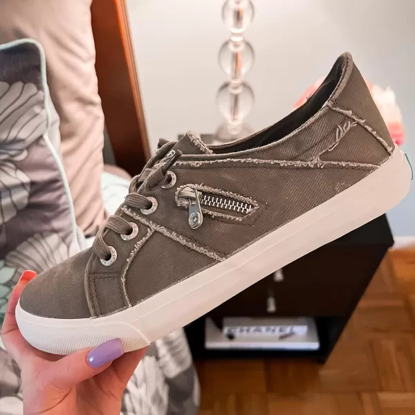 JENN ARDOR Women Sneakers Low Top Slip On Fashion Shoes Lace up Canvas Flats Walking Running ShoesGrey