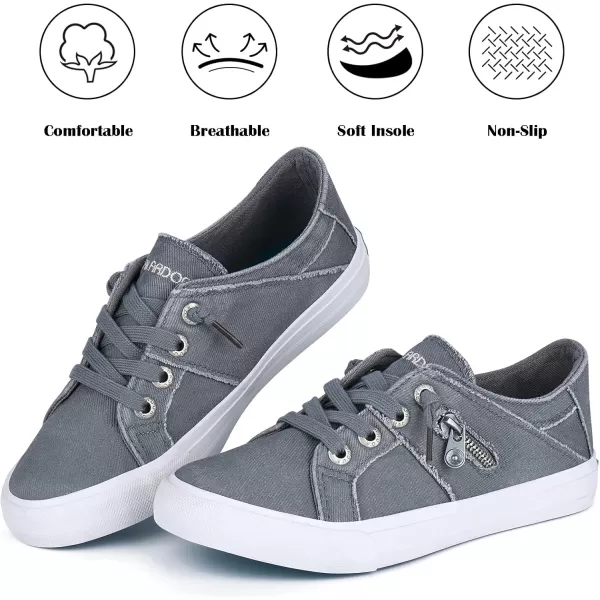 JENN ARDOR Women Sneakers Low Top Slip On Fashion Shoes Lace up Canvas Flats Walking Running ShoesLight Grey