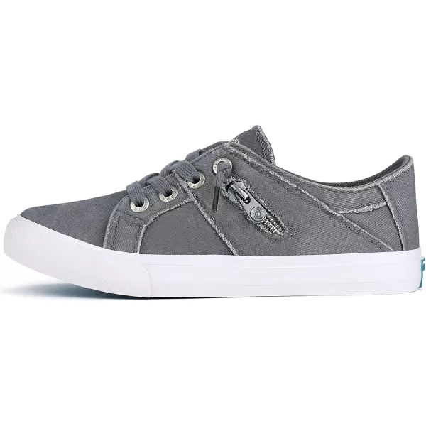 JENN ARDOR Women Sneakers Low Top Slip On Fashion Shoes Lace up Canvas Flats Walking Running ShoesLight Grey