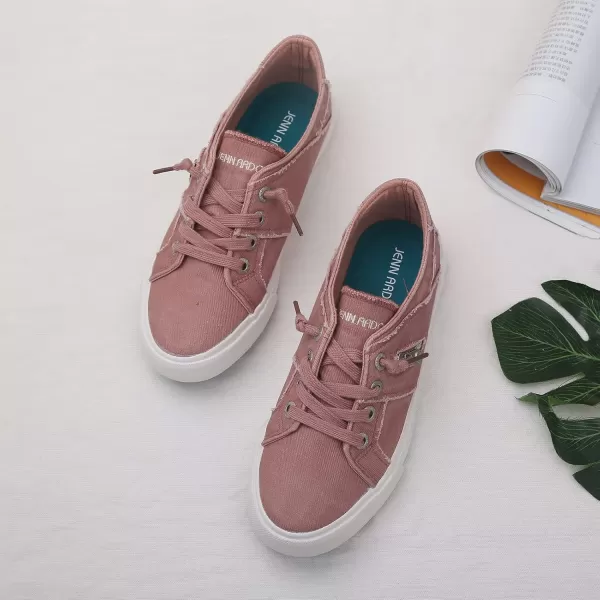 JENN ARDOR Women Sneakers Low Top Slip On Fashion Shoes Lace up Canvas Flats Walking Running ShoesPink