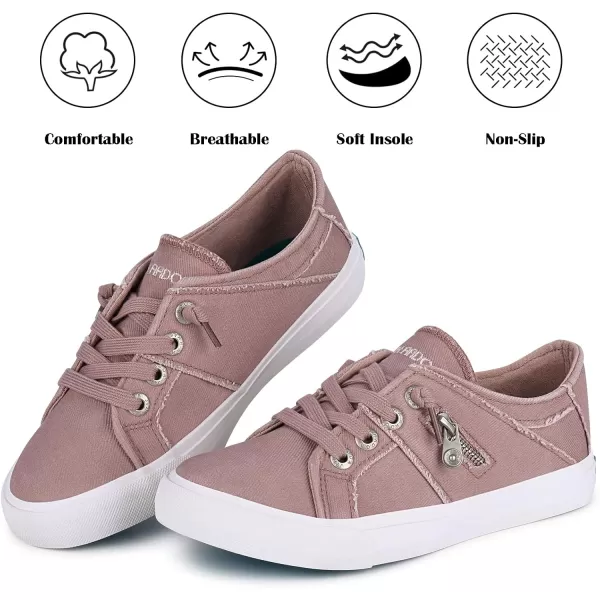 JENN ARDOR Women Sneakers Low Top Slip On Fashion Shoes Lace up Canvas Flats Walking Running ShoesPink