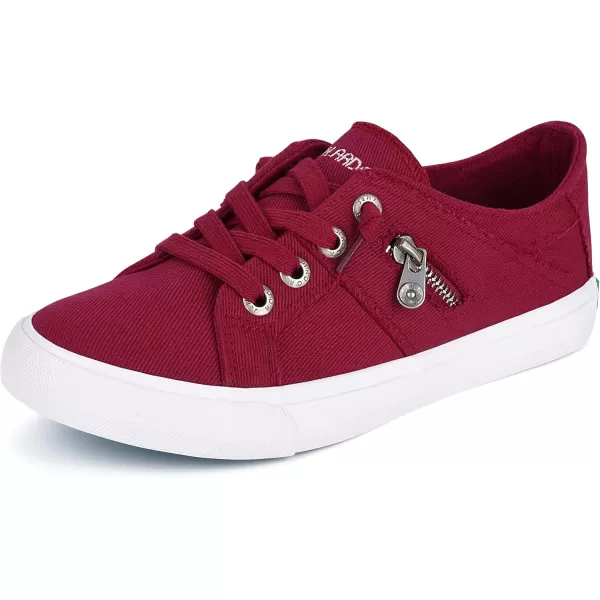 JENN ARDOR Women Sneakers Low Top Slip On Fashion Shoes Lace up Canvas Flats Walking Running ShoesRed