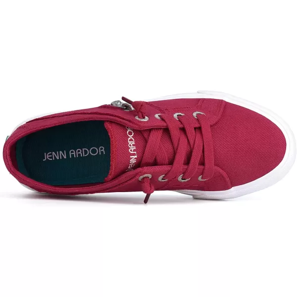 JENN ARDOR Women Sneakers Low Top Slip On Fashion Shoes Lace up Canvas Flats Walking Running ShoesRed