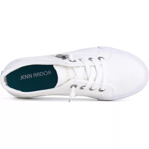JENN ARDOR Women Sneakers Low Top Slip On Fashion Shoes Lace up Canvas Flats Walking Running ShoesWhite