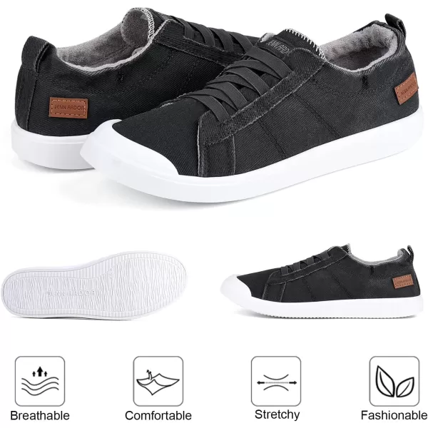 JENN ARDOR Womens Canvas Sneaker Slipons Loafers Shoes for Womens Fashion Casual Canvas Round Toe Soft Comfortable Walking FlatsDark Grey
