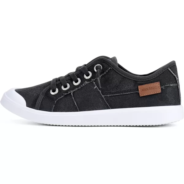 JENN ARDOR Womens Canvas Sneaker Slipons Loafers Shoes for Womens Fashion Casual Canvas Round Toe Soft Comfortable Walking FlatsDark Grey  Shoelace