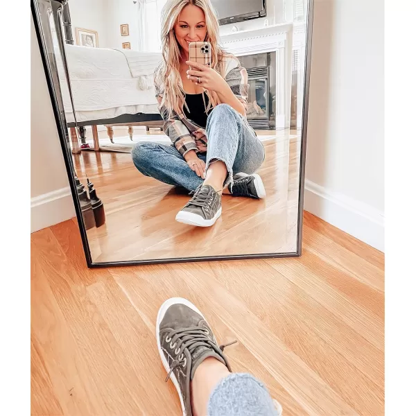 JENN ARDOR Womens Canvas Sneaker Slipons Loafers Shoes for Womens Fashion Casual Canvas Round Toe Soft Comfortable Walking FlatsDark Grey  Shoelace