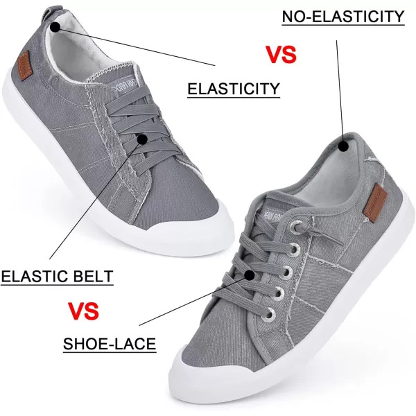 JENN ARDOR Womens Canvas Sneaker Slipons Loafers Shoes for Womens Fashion Casual Canvas Round Toe Soft Comfortable Walking FlatsLight Grey